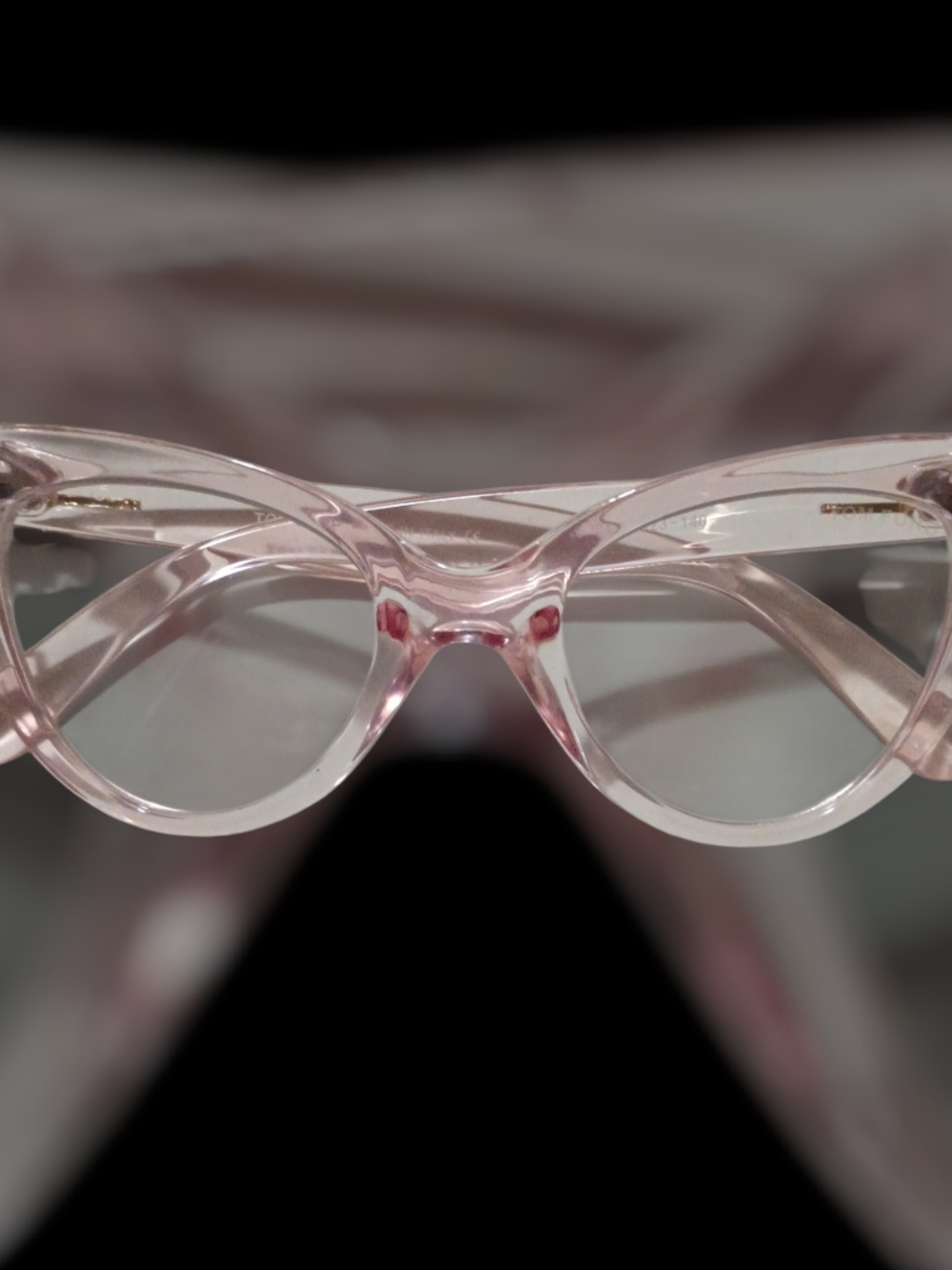 Tom Ford Clear Light Pink Cat-Eye Glasses
